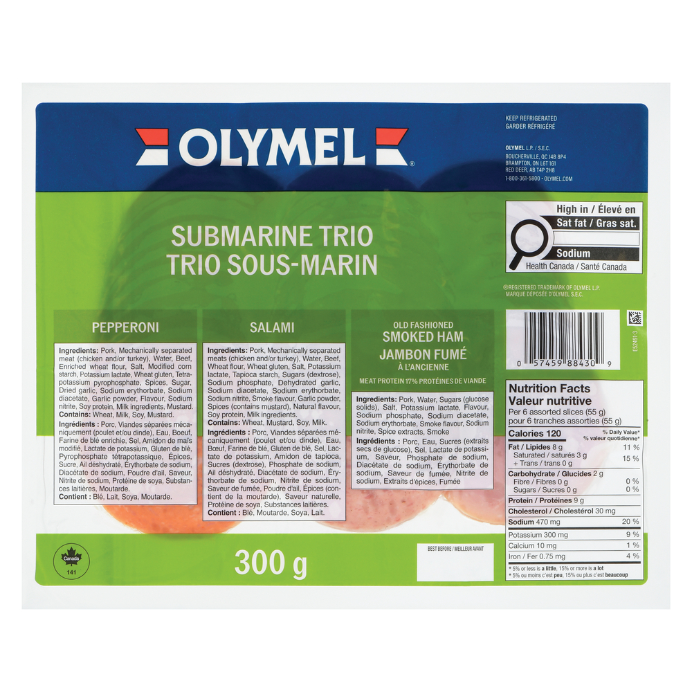 Submarine Trio Deli Meat