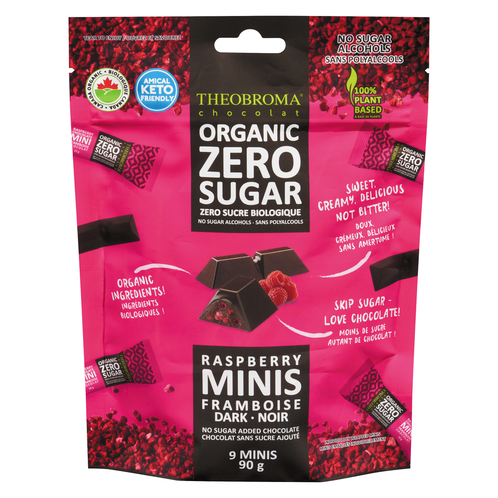 Minis Raspberry Zero Sugar Organic Dark Chocolate