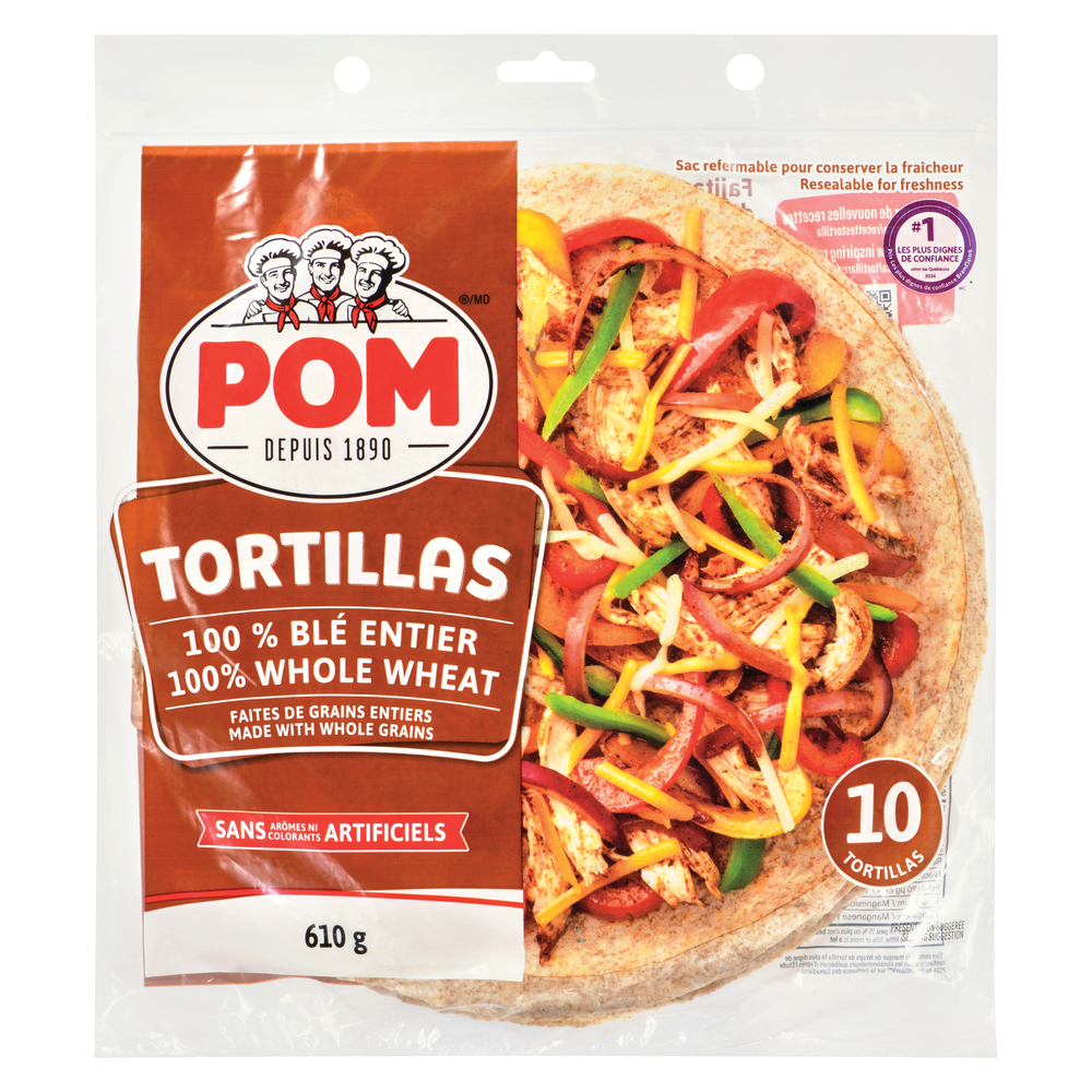 Tortillas au blé entier 10 pouces